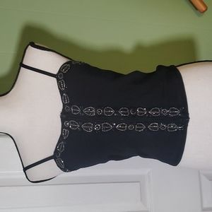 90s style stretch bustier zip front top